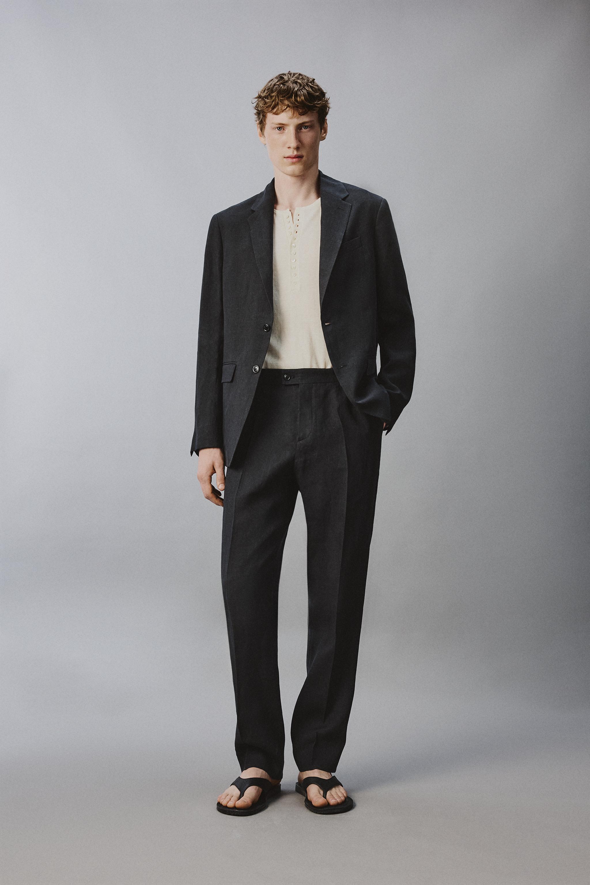 PANTALON REGULAR FIT DE COSTUME 100% LIN